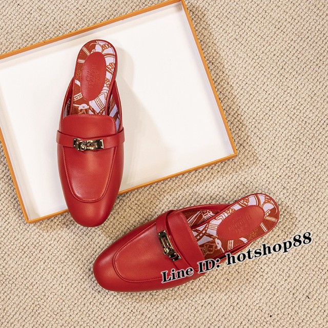 Hermes專櫃爆款凱莉半拖女鞋 愛馬仕最新升級版kelly扣半拖 dx2841